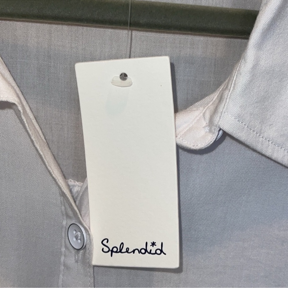 NWOT Splendid Classic White Button-Front Short Sleeve Shirt Sz. MD - Picture 9 of 14
